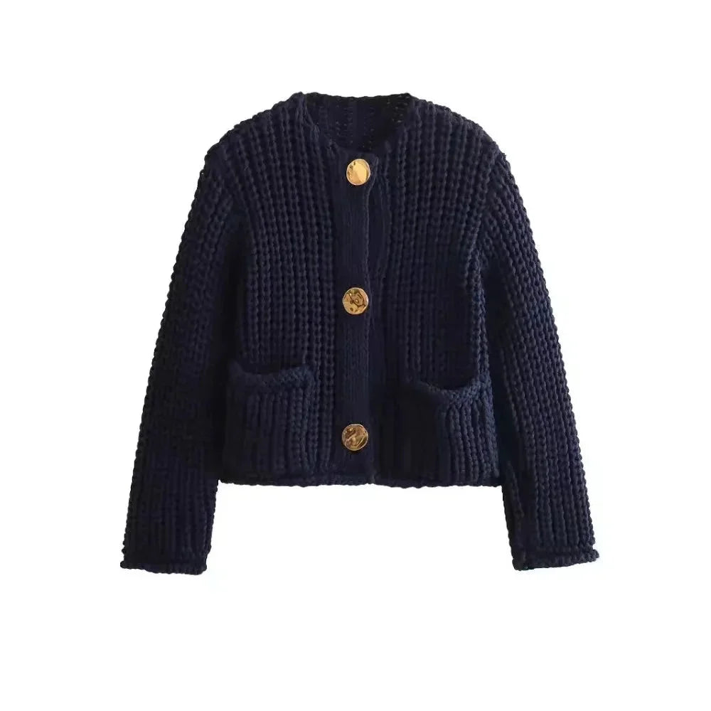 Women’s Chunky Knit Button Cardigan with Pockets