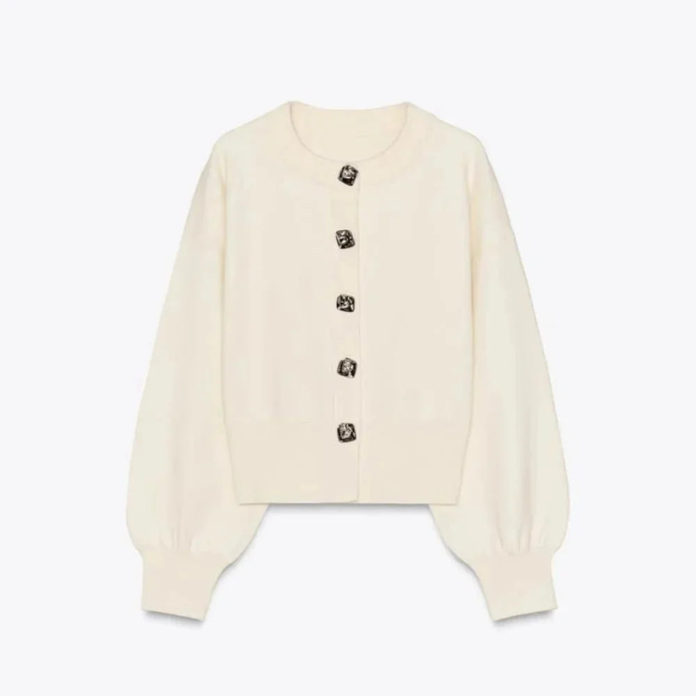 Women’s Statement Button Crew Neck Cardigan