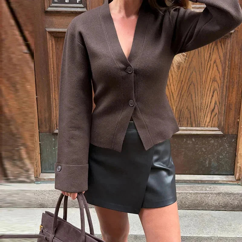 Women’s Oversized V-Neck Button Cardigan