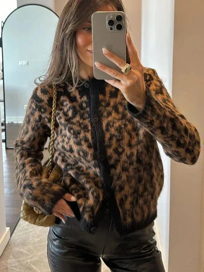 Women’s Animal Print Button Cardigan
