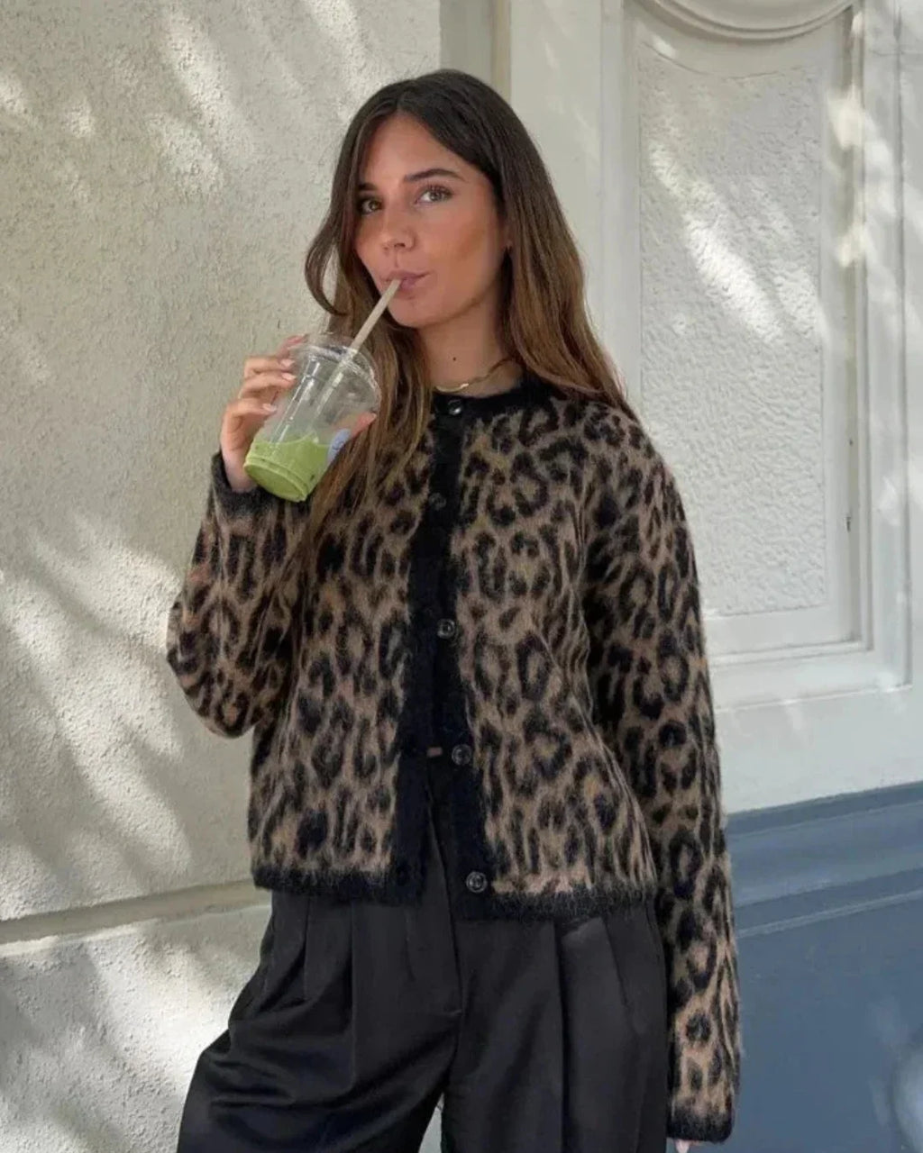 Women’s Animal Print Button Cardigan