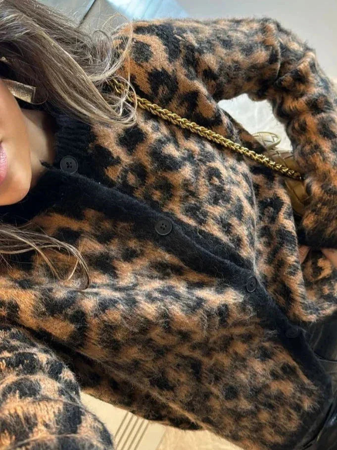 Women’s Animal Print Button Cardigan
