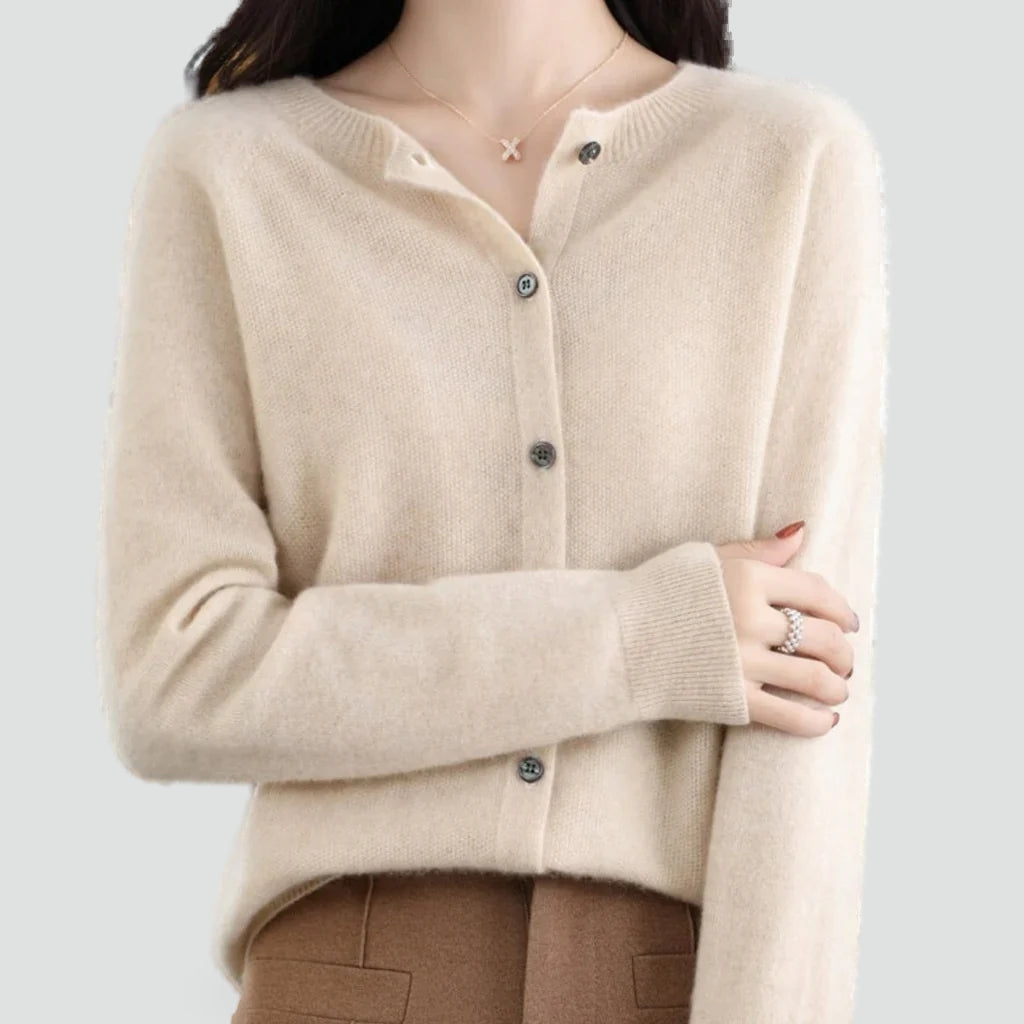 Women's Button-Up Cardigan | Soft Knit Round Neck