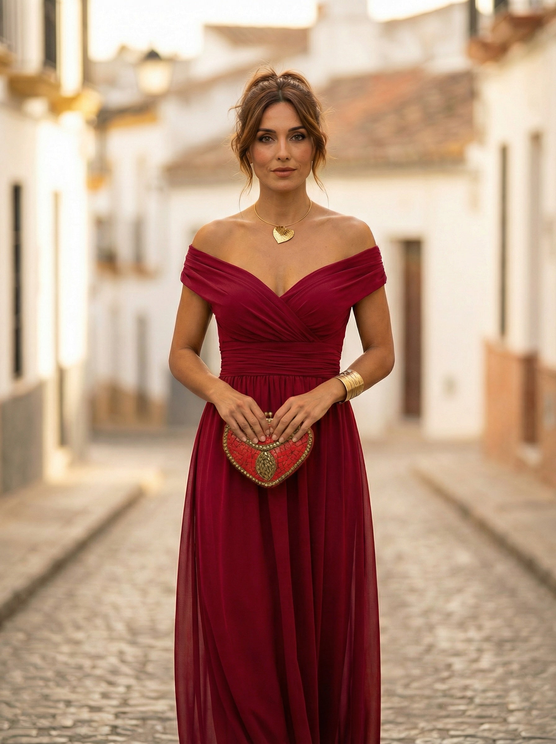 Women's Off Shoulder Ruched Chiffon Evening Dress