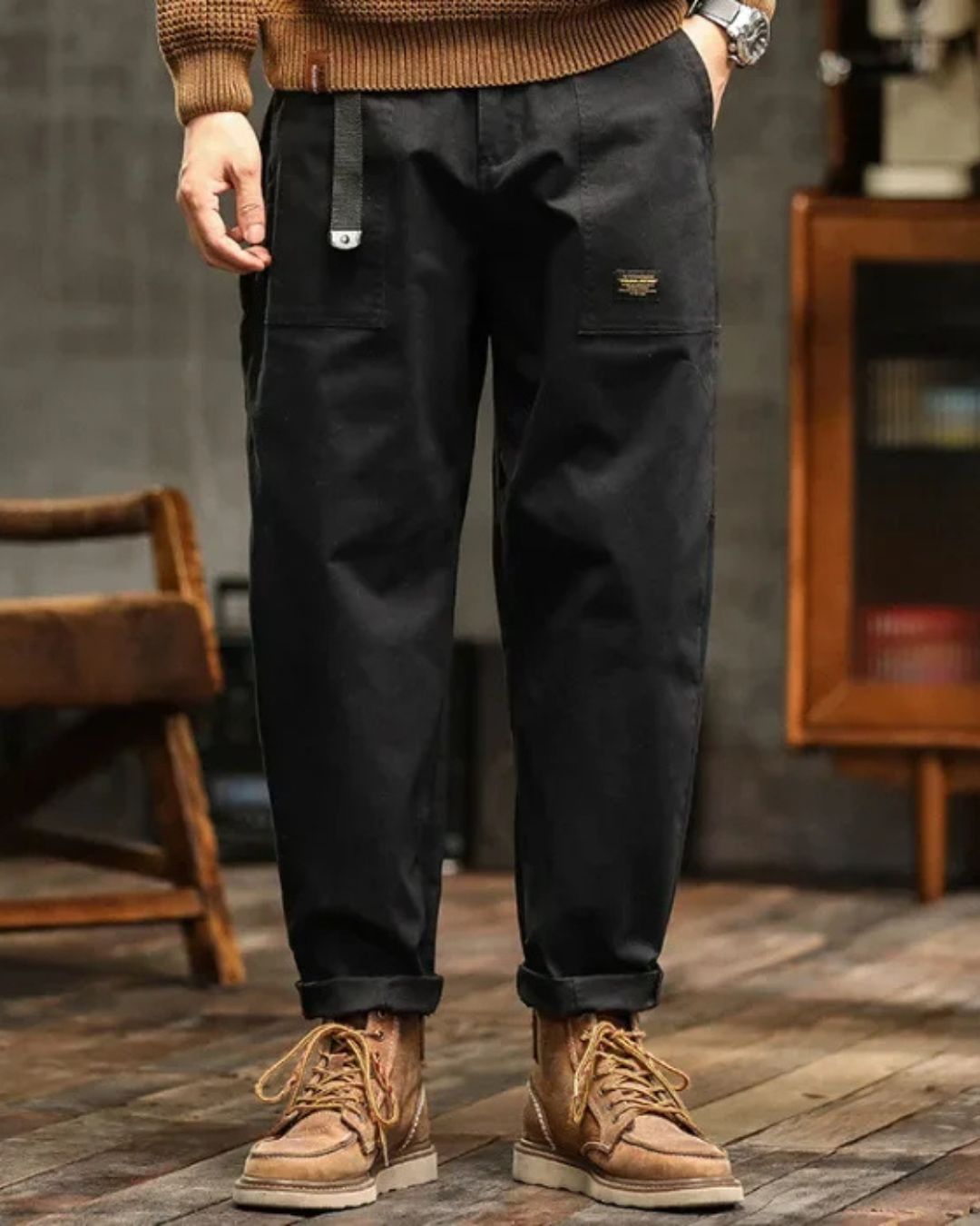 Pantalon cargo utilitaire pour homme à coupe décontractée