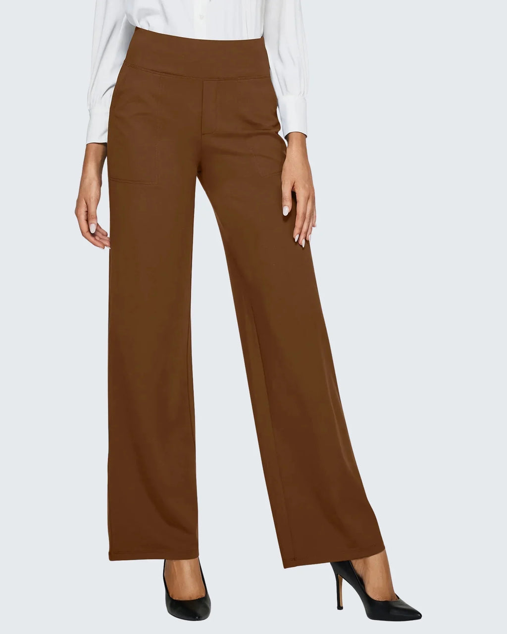 Women's High-Waisted Wide-Leg Trousers with Pockets