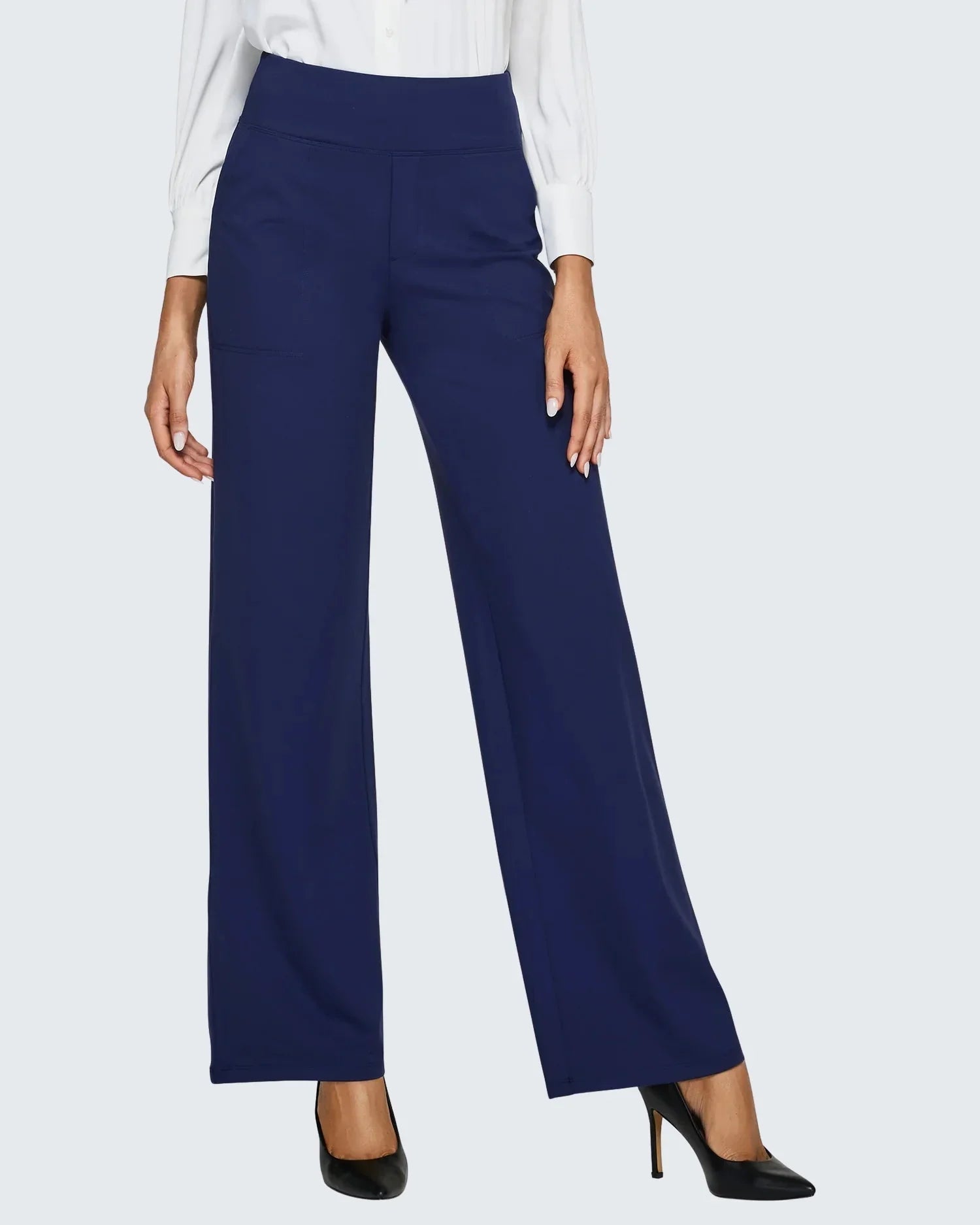 Women's High-Waisted Wide-Leg Trousers with Pockets