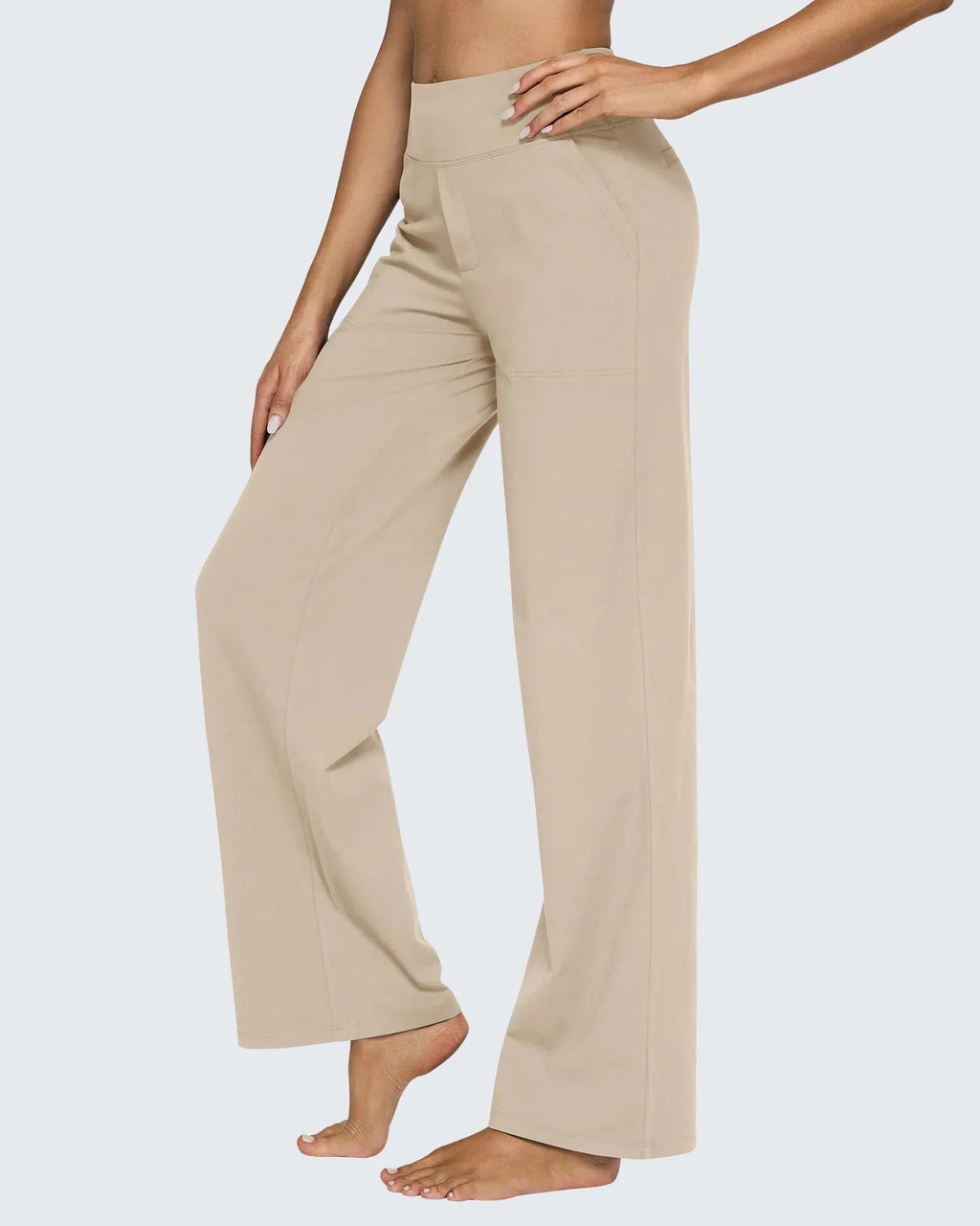 Women's High-Waisted Wide-Leg Trousers with Pockets