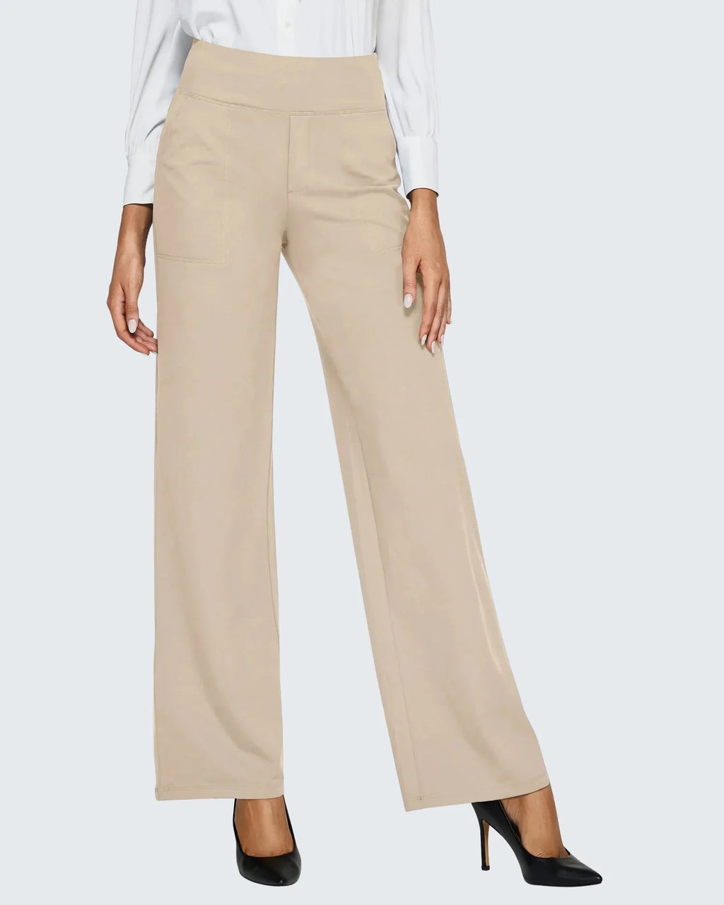Women's High-Waisted Wide-Leg Trousers with Pockets