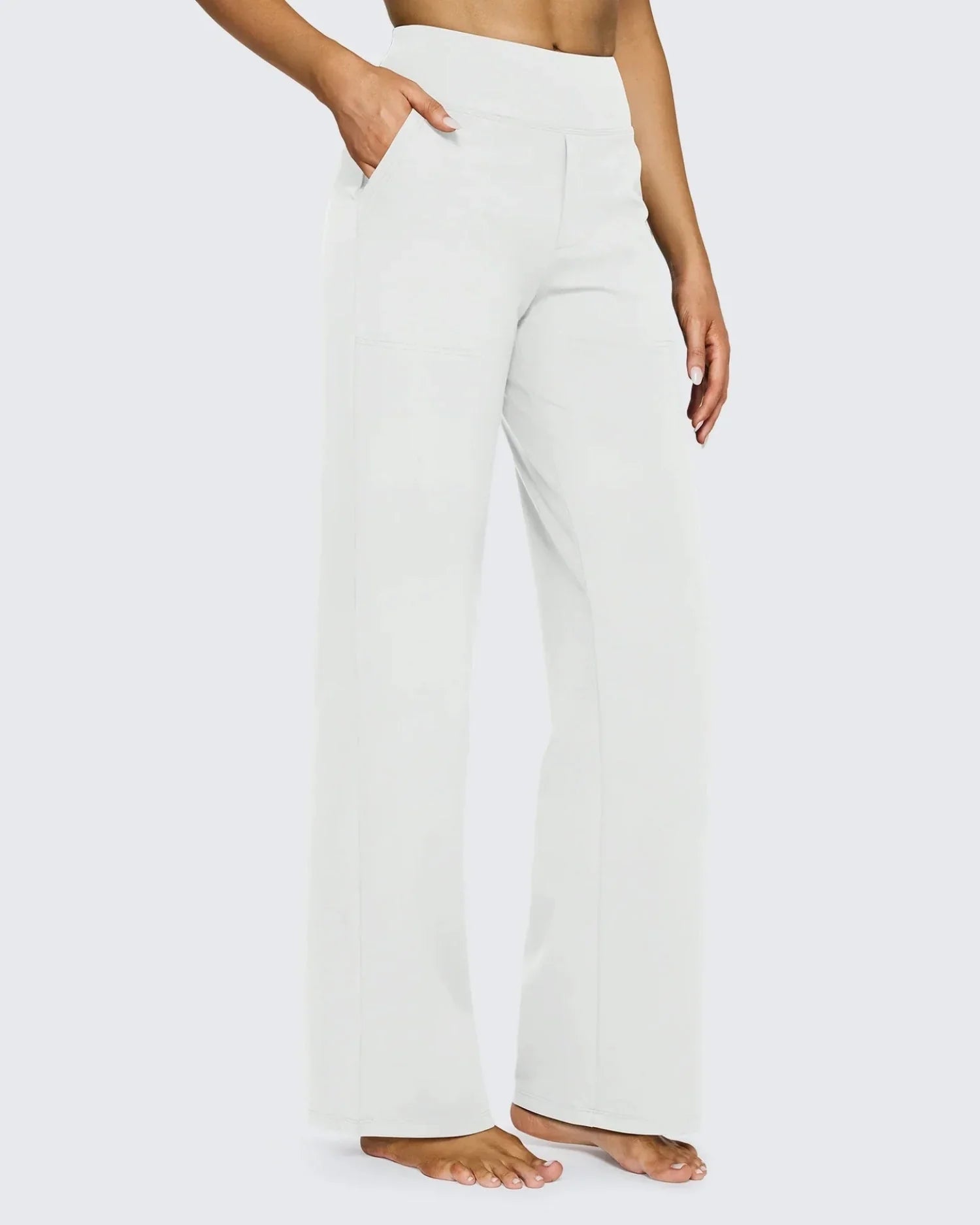 Pantalon large taille haute avec poches pour femme