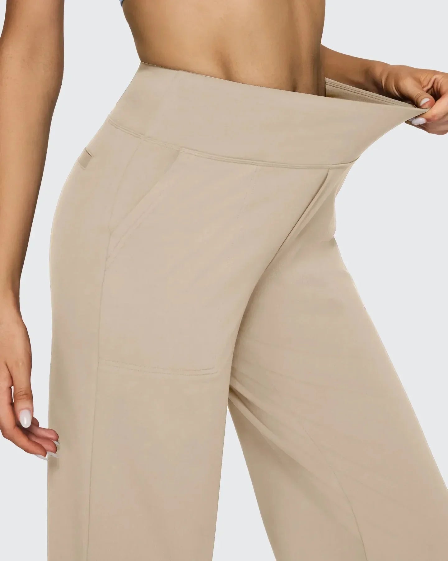 Pantalon large taille haute avec poches pour femme