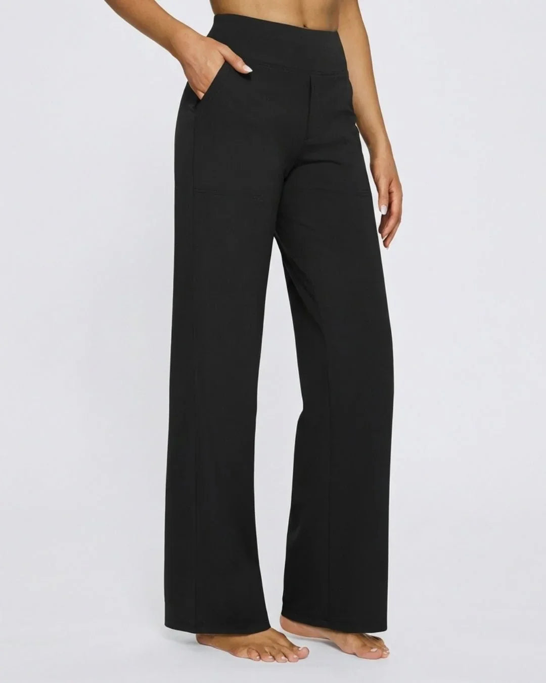 Pantalon large taille haute avec poches pour femme