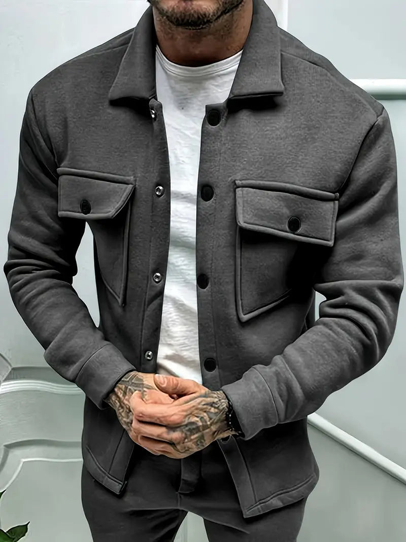 Veste-surchemise décontractée pour homme avec poches poitrine