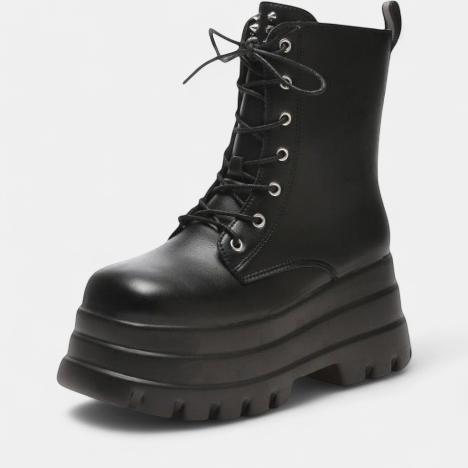 Bottines montantes à lacets pour femmes, à semelle compensée épaisse