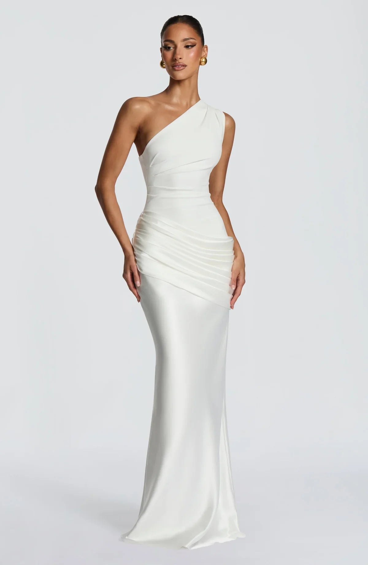 Women's One-Shoulder Jersey Maxi Evening Dress for Autumn