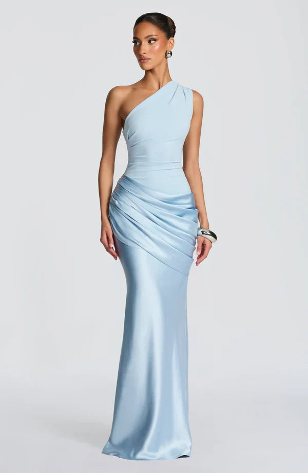 Women's One-Shoulder Jersey Maxi Evening Dress for Autumn