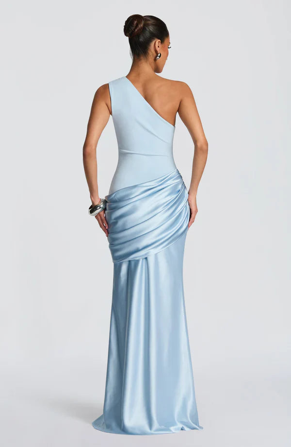 Women's One-Shoulder Jersey Maxi Evening Dress for Autumn