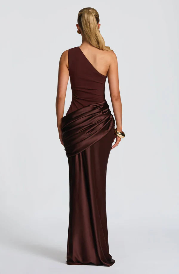 Women's One-Shoulder Jersey Maxi Evening Dress for Autumn