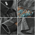 Męska sztruksowa koszula overshirt ze wzorzystym detalem kieszeni