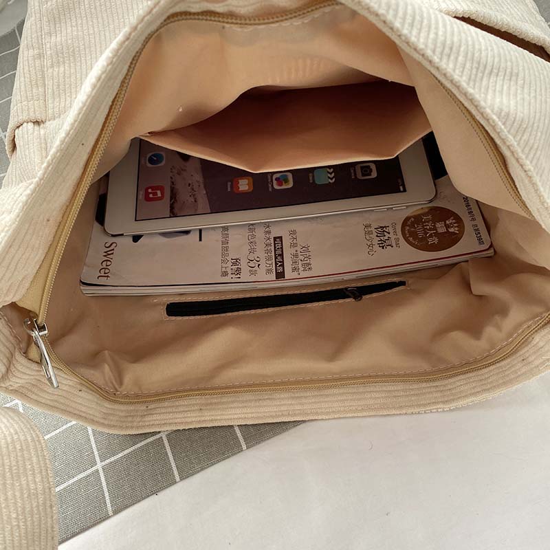 Women’s Corduroy Multi-Pocket Shoulder Bag