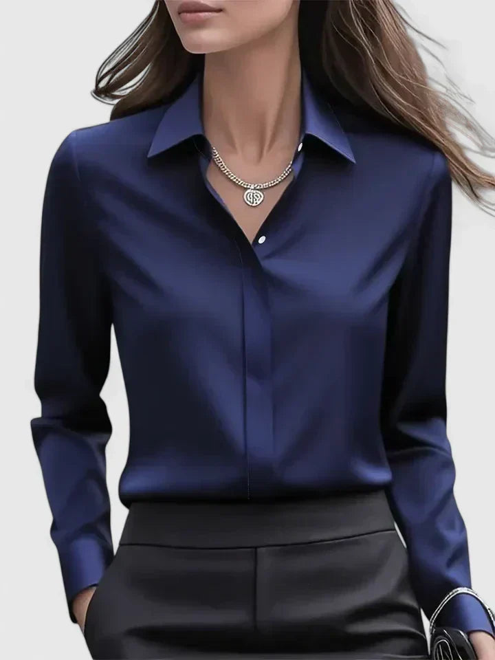 Chemise boutonnée à manches longues et col pour femme
