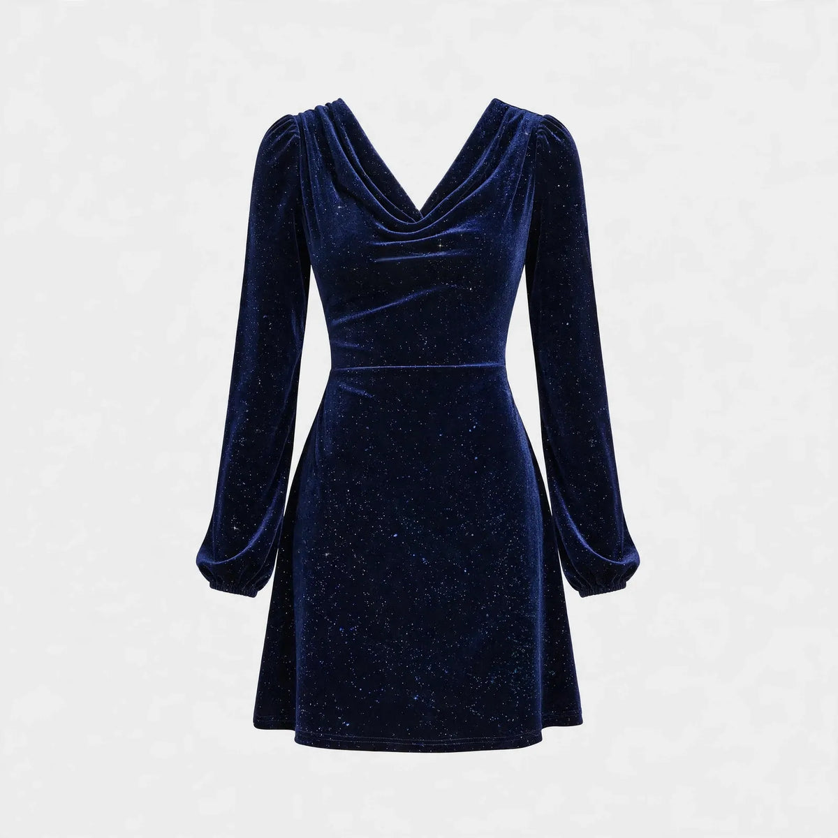 Women's Velvet Sequin Cocktail Dress with Puff Sleeves