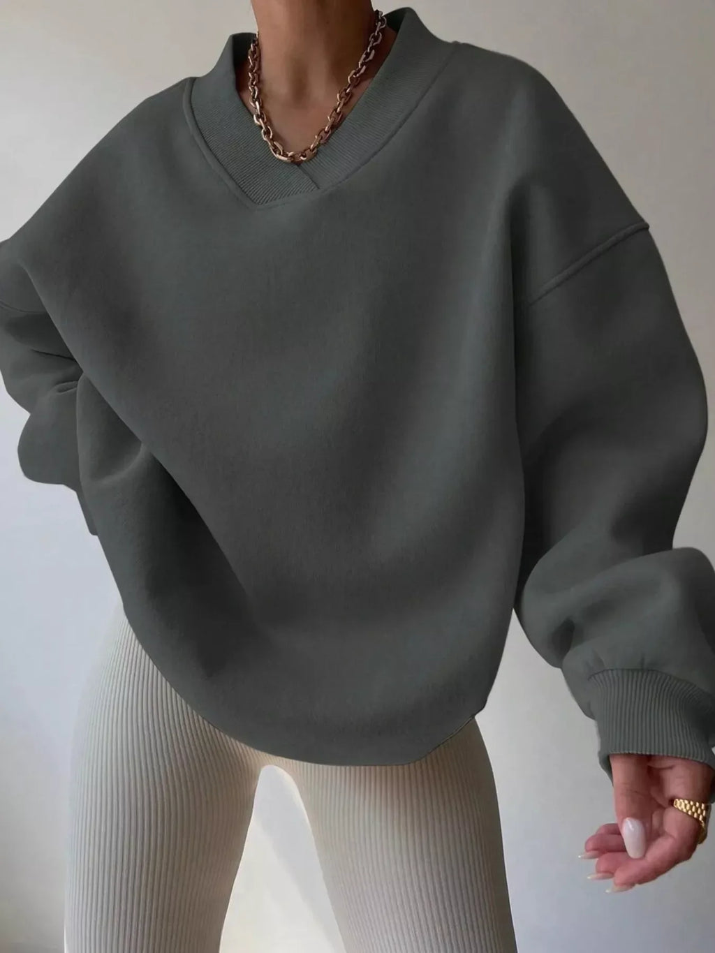 Women's Oversized V-Neck Jumper