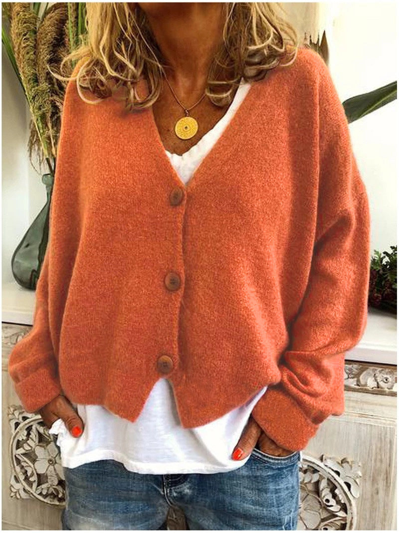 Women's Relaxed V-Neck Knit Cardigan