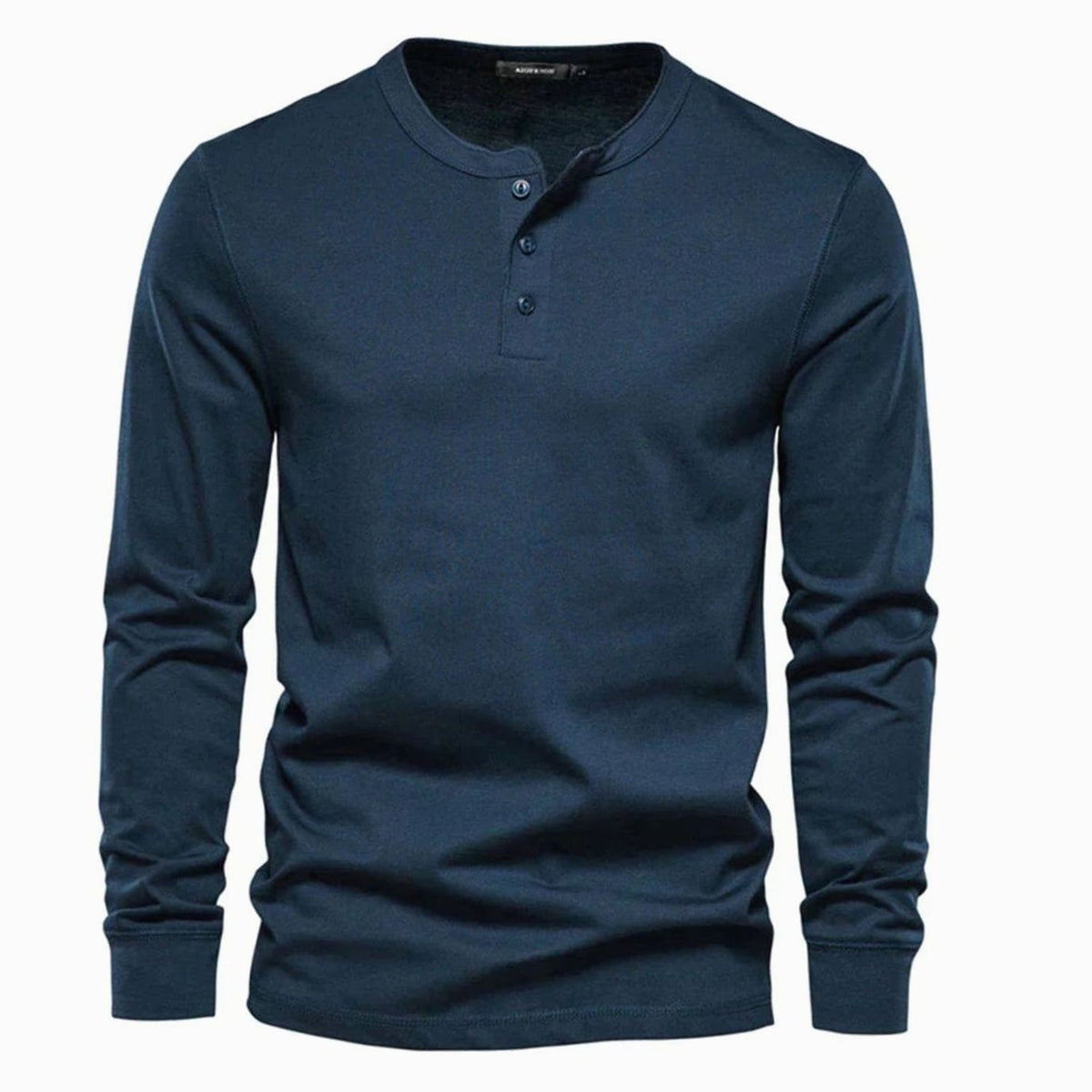Men's Long Sleeve Henley Shirt with Button Neck