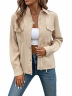 Women's Utility Jacket with Chest Pockets and Drawstring