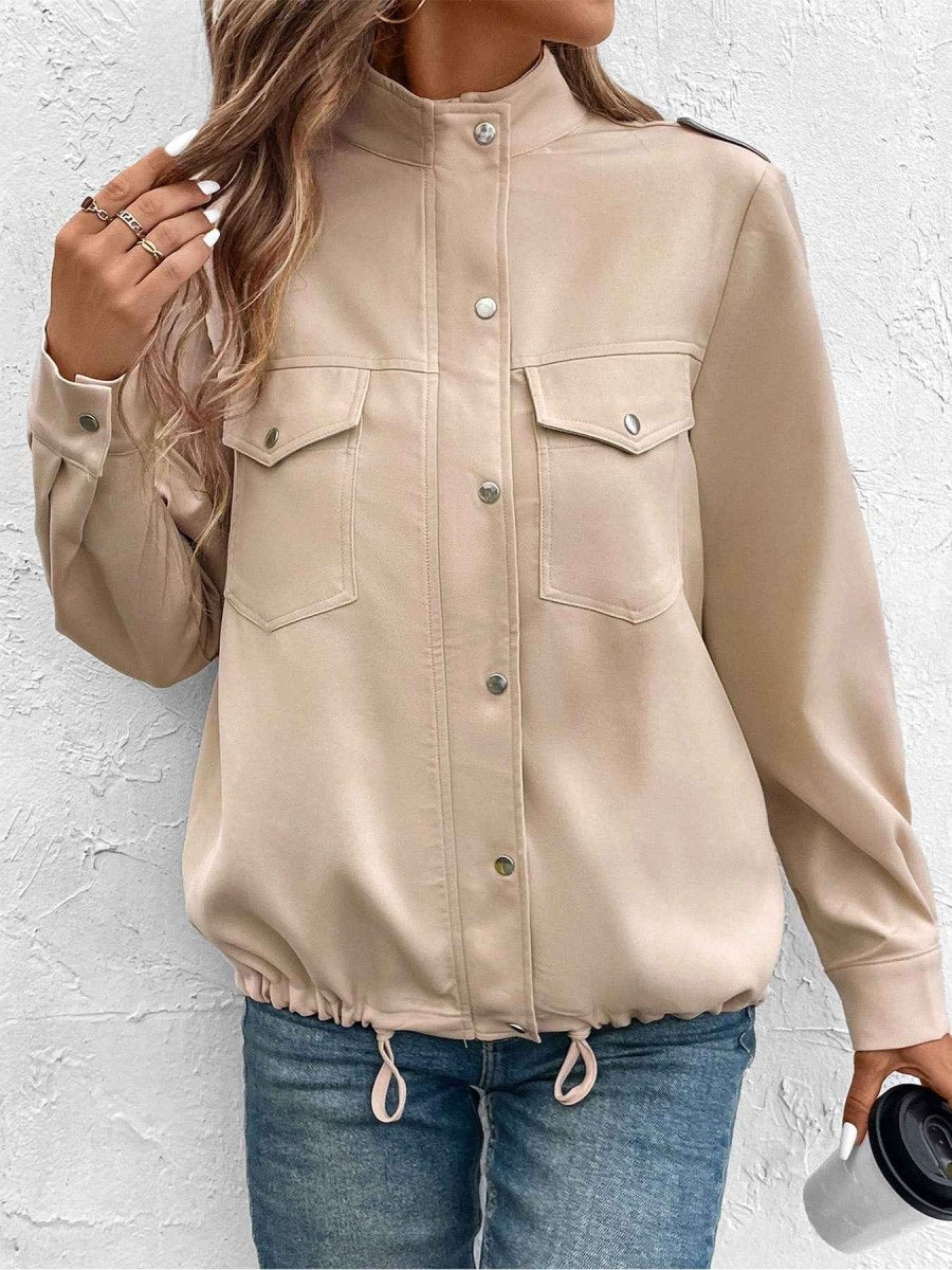 Women's Utility Jacket with Chest Pockets and Drawstring