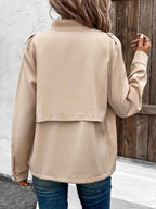 Women's Utility Jacket with Chest Pockets and Drawstring