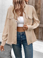 Women's Utility Jacket with Chest Pockets and Drawstring