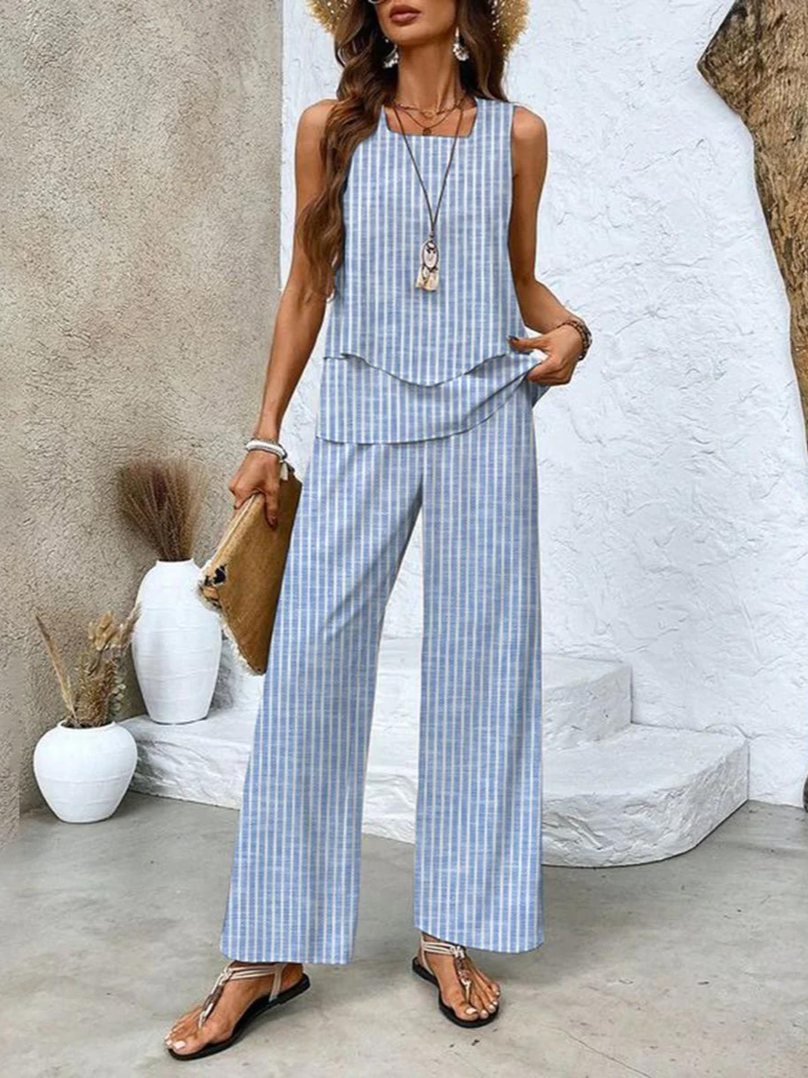 Women's Printed Wide Leg Trouser Co-Ord Set for Summer