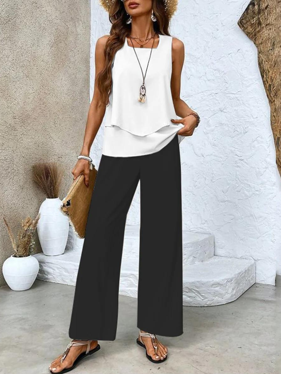 Women's Printed Wide Leg Trouser Co-Ord Set for Summer