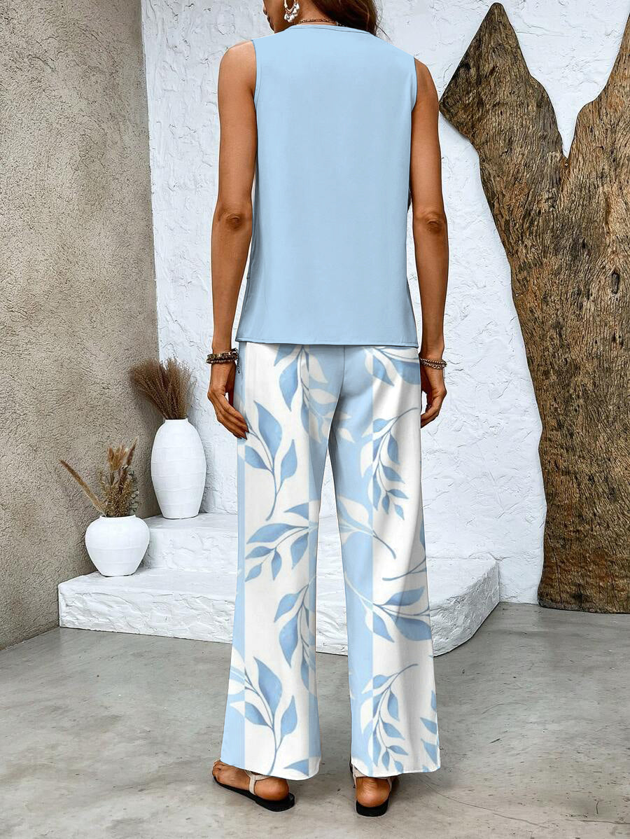 Women's Printed Wide Leg Trouser Co-Ord Set for Summer