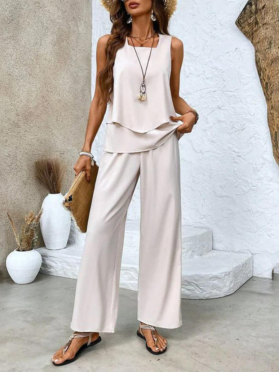 Women's Printed Wide Leg Trouser Co-Ord Set for Summer