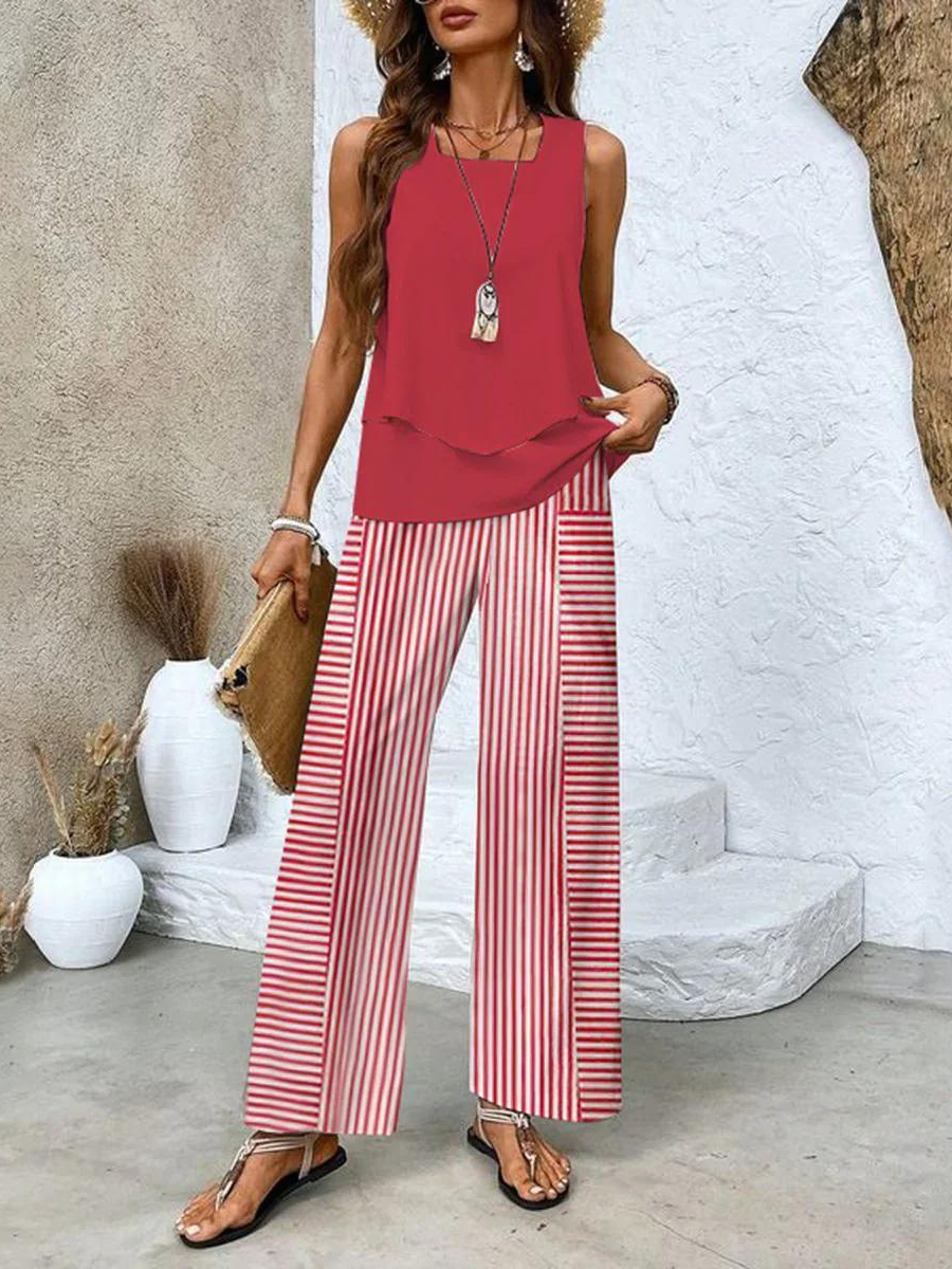 Women's Printed Wide Leg Trouser Co-Ord Set for Summer