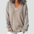 Women's Relaxed V-Neck Knitted Jumper