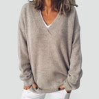 Women's Relaxed V-Neck Knitted Jumper