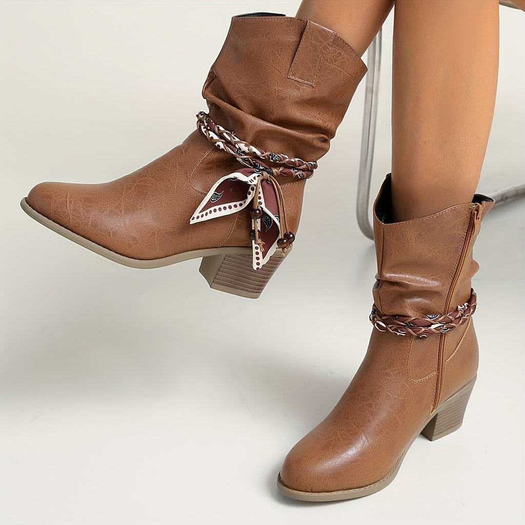 Women’s Slouch Ankle Boots with Wrap Detail
