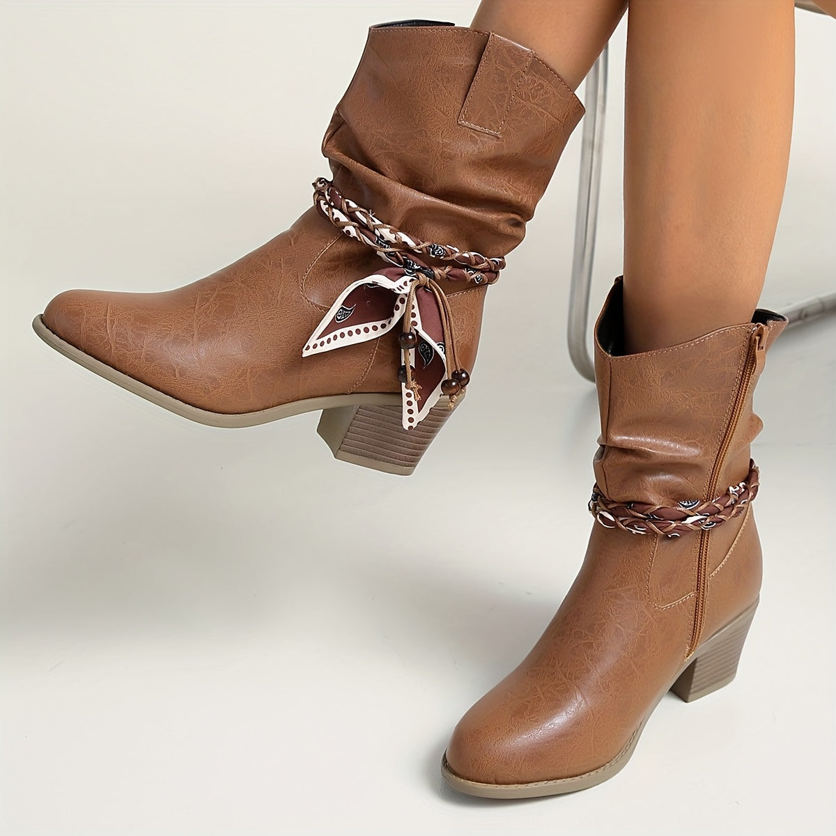Women’s Slouch Ankle Boots with Wrap Detail