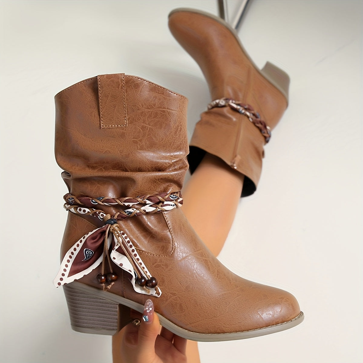 Women’s Slouch Ankle Boots with Wrap Detail