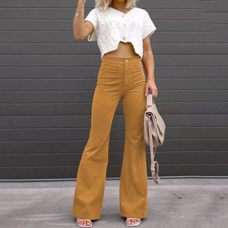 Women’s High-Waisted Corduroy Flared Trousers