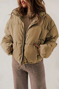 Women's Cropped Puffer Jacket with High Collar