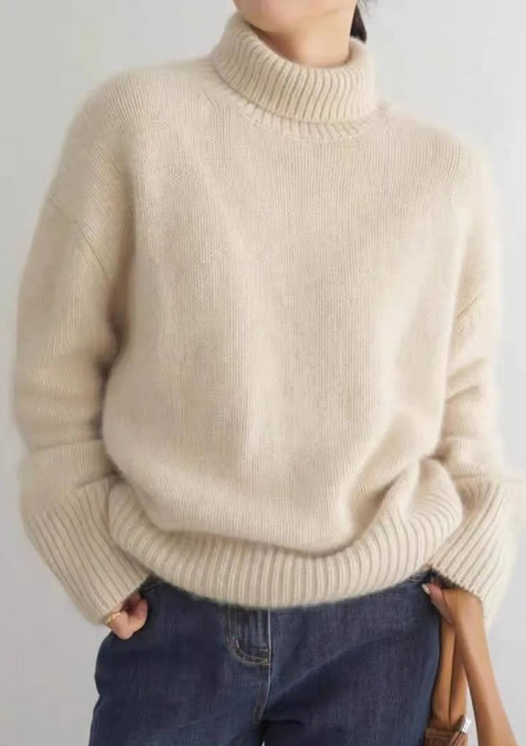 Pull à col roulé oversize en cachemire pour femme