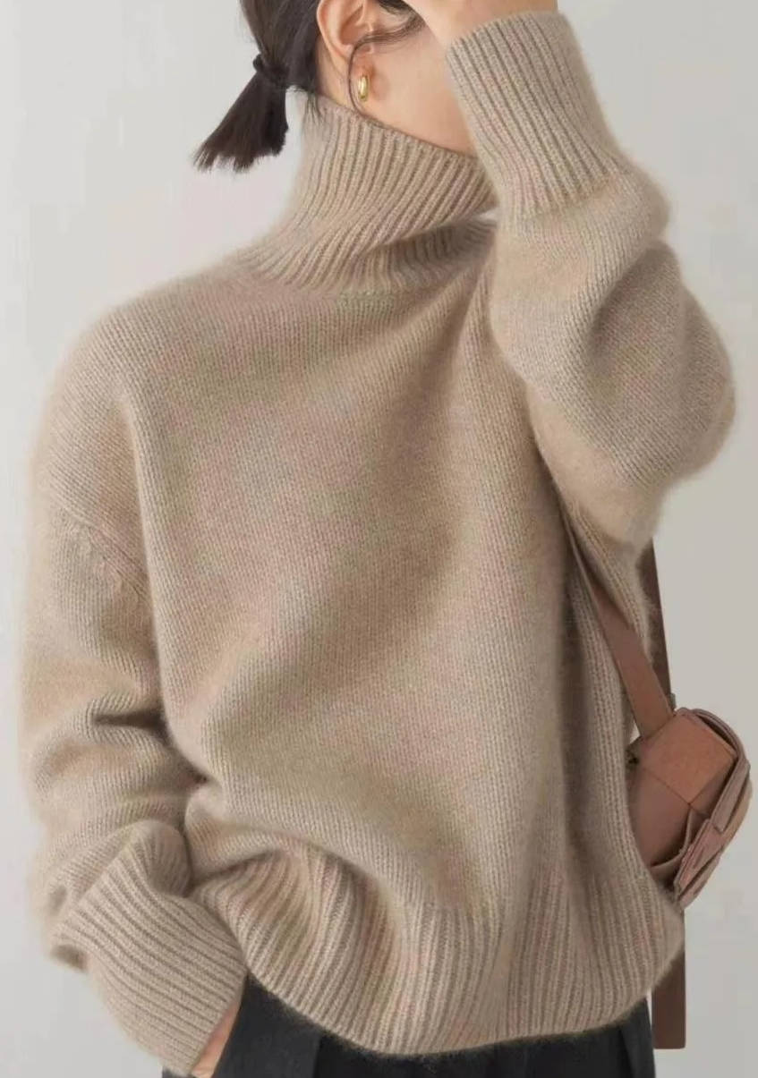 Pull à col roulé oversize en cachemire pour femme