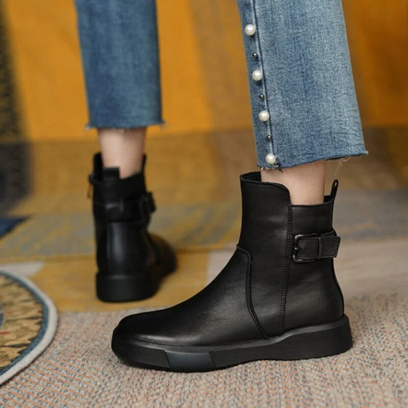 Women's Casual Buckle Ankle Boots