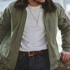Blouson aviateur coupe-vent pour homme avec col en fourrure
