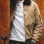 Blouson aviateur coupe-vent pour homme avec col en fourrure